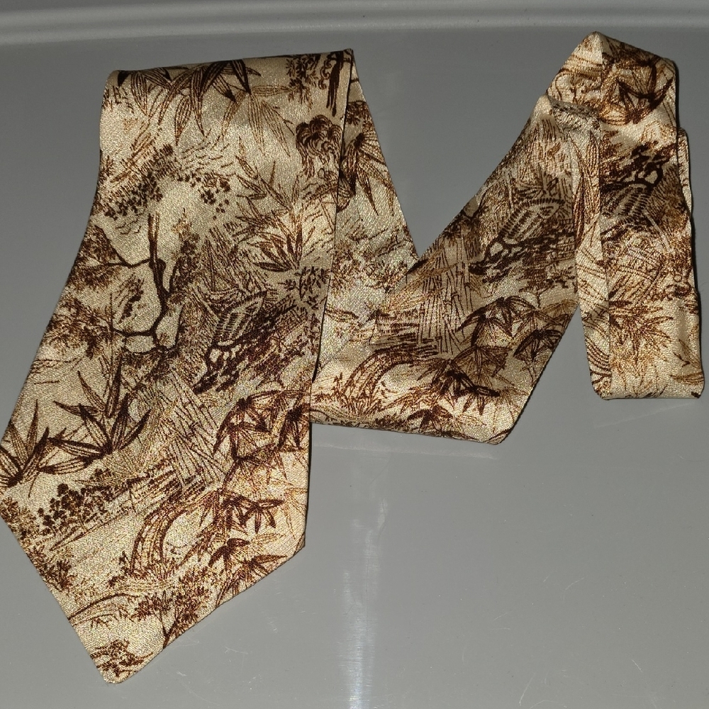(J28) Handmade Classic Beige and Brown Men's Tie